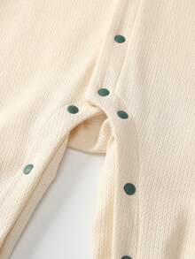 Baby Girls' Cute Embroidered Floral Romper With Peter Pan Collar, Long Sleeve - Apricot - View 5