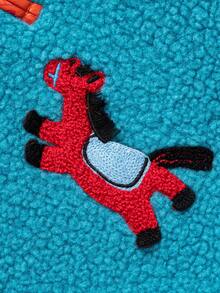 mini bala Kids Faux-Fur Warm Jacket New Chinese Style Horse Year Coat 2026 Winter New Year - Lake Blue - View 7