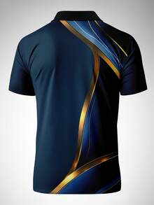 男士条纹休闲/商务休闲短袖 Polo 衫，春夏款 - 彩色 - 查看 4