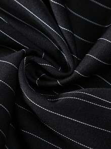 Black Striped Sleeveless Slim Fit Vest, V-Neck, Single-Breasted, With Pockets, Suitable For Office & Casual Wear, Versatile Jacket For Commuting & Work - Black - View 5