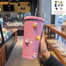 1 Stück 600ml ästhetischer Bling Strass Becher - 304 Edelstahl vakuumisolierter Becher mit auslaufsicherem Deckel, süßer funkelnder Wasserflasche für Reisen, Gym, Büro, perfektes Geschenk für Mädchen & Frauen - Verschiedenfarbig - Übersicht 11