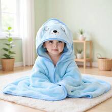 Soft Absorbent Baby Hooded Bath Towel, With Cute Animal Patterns, Made Of Breathable Polyester Fabric, Suitable For Children Shower And Wrap - Multicolor - View 12