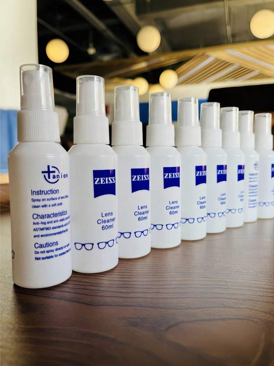 60毫升眼镜清洁液，镜片清洁喷雾，手机电脑屏幕清洁剂，便携式多用途清洁瓶，附赠眼镜及时尚眼镜清洁刷