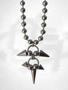 Stainless Steel Cone Rivet Pendant Punk Geometric Necklace Unisex Neck Chain Cross-Border Hot New Model - A - View 1