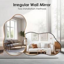 Asymmetrical Mirror, Decorative Mirror, Bathroom Mirror, Wall Mirror, Vanity Mirror, Tempered Glass, Aluminum Frame - 黑色 - 查看 5
