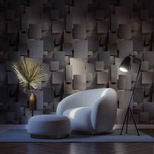 1 Roll Of 3D Modern Geometric Wavy Striped Contact Paper, Detachable Waterproof Self-Adhesive Wallpaper, Used For Living Room, Hotel Sofa Background Wall, Bedroom Home Decoration, Ugly Wallpaper, Easy To Install - Light Grey - View 6