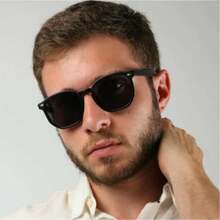 Hexagonal Sunglasses For Men And Women, Square Style With UV400 Protection, Retro Blogger Style. - màu đen - Xem 1