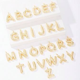 1 pieza Colgante de elemento de alfabeto inglés de 26 letras de material de cobre con diseño minimalista y de moda, accesorio de joyería DIY para mujeres, adecuado para pulsera, collar, llavero, colgante de teléfono