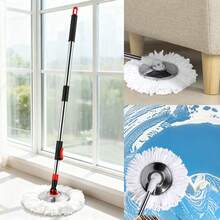 Spin Mop And Bucket With Wringer Set, 360°Rotating Head Mop Bucket System, Replacement Mop Heads For Floor Cleaning (Black & Red) - màu đen - Xem 8