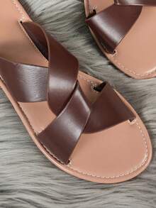 Wide Fit Fairy Style Flat Open Toe Sandals For Women, Summer 2026 Gorgeous Flat Comfortable Plus Size Ladies Sandals - Brown - View 7