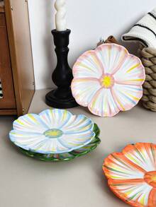 4pcs Colorful Petal Ceramic Plates, Elegant Dessert Plates, Suitable For Steak, Desserts, Afternoon Tea, Weddings, Parties, Gifts - Multicolor - View 10