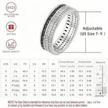 خاتم من الفضة الإسترليني عيار 925 مرصع بالراين ستون باللونين الأسود والأبيض، تصميم أنيق للمواعدة والحفلات والاستخدام اليومي، إكسسوار شخصي، للأزواج والصداقة، هدية للمناسبات