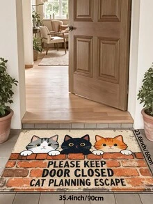 DAJIANG 1pc Multi-Color Cute Cat Escape Design Cashmere Carpet Runner Area Rug, Suitable For Bathroom, Kitchen, Entryway, Hallway, Bedside, Living Room, Bedroom. Washable, Anti-Slip Backing Rugs For Autumn/Winter, Thanksgiving, Valentine's Day, Decoration, Decorative Rugs, Bathroom Accessories, Room Decor Set