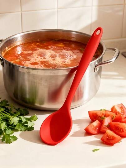 1 st/set stort set med silikonköksredskap - värmebeständiga, non-stick silikonköksredskap - soppsked, hålslev, blandningssked - för matlagning och bakning - perfekt present till nya husägare och studenter