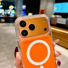 Magnetic Charge Phone Case Compatible With IPhone 17 17 Air 17 Pro 17 Pro Max Clear Acrylic Slim Cover Compatible With IPhone 13 11 16 Pro Max 15 14 Plus 16e - Orange - View 7