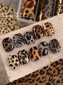 10 Blatt pro Box Leopard Muster Nagelkunst Transfer Papier Sternenhimmel Papier, Herbst und Winter Retro Leopard Muster Nail Folie Nagelkunst Aufkleber, DIY Nail Decals Nagelkunst Dekoration, elegante Nagelpflege-Artikel für Frauen - Verschiedenfarbig - Übersicht 5