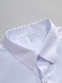 Men's Solid Color Button Design Business Formal Long Sleeve Shirt - White - View 6