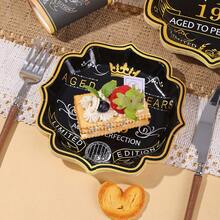 10pcs/20pcs/30pcs/60pcs,1986 Vintage 40th Birthday Party Supplies Set - Black & Gold "Aged 40 Years" Disposable 7inch And 9inch Scalloped Paper Plates With Gold Edge & 9oz Cups For Men And Women Anniversary Single Birthday Party Supplies | 40th Anniversary Limited Edition Celebration Tableware - 多色/40歲 - 查看 7