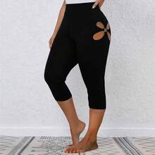 Pantalones Casuales para Mujer, Largos 3/4, Leggings elsticos con Cortes, Pantalones Deportivos Ajustados, cmodos e Informales para Yoga y Entrenamiento. - inicial - Ver 3