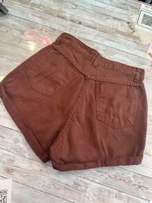 Women's Mom Jeans Shorts, High Waist, Comfortable, Premium Quality, Stylish, Casual - Marrom - 查看 5