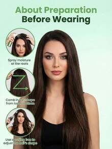 Women's Human Hair Topper Piece - Long Straight Dark Brown (16-18 Inch) Natural Look Hairpiece For Bald Spots & Thinning Hair - Multicolor - View 12