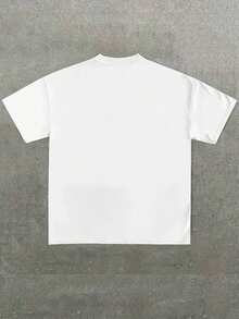 Double-Sided Digital Print T-Shirt, Featuring An Angel Design, Street Style, 1 Piece Per Pack, Casual And Soft Short-Sleeved, 100% Cotton, 220 Gsm, Suitable For Both Men And Women. - 白色 - 查看 2