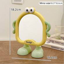 Cute Adjustable Angle High Definition Glass Makeup Mirror - Portable Tabletop Mirror With Adorable Animal & Face Patterns, Adjustable Stand, Suitable For Vanity, Bedroom, Easy To Clean, Dorm Essential