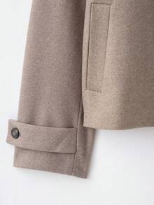 DEEKA Autumn/Winter New Women's Fashion European & American Style Minimalist Collared Wool Blend Short Jacket - Khaki - View 10