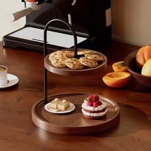 Multifunctional Tray - Dried Fruit & Cake Plate, Living Room Fruit & Snack Plate, European Style Double-Layer Fruit Plate, Can Hold Keys & Small Decor, Storage Rack - Brown - View 6