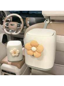2026 New Floral Pattern Car Trash Can, Cute Front Seat Storage Box, Waterproof Rear Seat Trash Can & Storage Organizer, Multifunctional Car Trash Can, Leak-Proof, Easy To Clean Car Trash Can - Multicolor - View 4