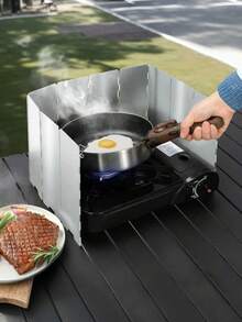 10pcs Outdoor Camping Stove Windshield, Super Lightweight Aluminum Alloy Foldable With Latch, Cookware Accessory - Silver - View 3