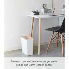 YAMAZAKI Home Slim Steel + Wood | Bote de basura, talla única, ceniza(Ceniza) - Multicolor - Ver 3