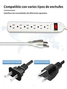 2 piezas Cables de extensión,Multicontacto Extension, Regleta Multicontacto De 6 Tomas, Extensión Plana, Multicontacto Cable Largo, Extensión Con Protector De Sobretensióncon Un Interruptor De Protección Admite Carga Rápidapara Salón, Dormitorio, Cocina, Garaje Y Oficina - Ver 10