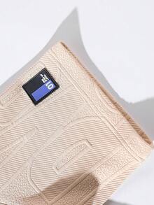 Blueprint Man 男士卡其色圆领加厚短袖短裤套装，3D字母压纹，透气吸汗，抗起球，防皱易打理，时尚休闲男士两件套，短袖短裤套装，适合日常休闲、朋友聚会等场合，尽显老钱风范。 - 卡其色 - 查看 4