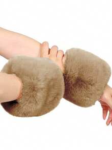 1 pieza Puño de piel sintética, brazalete suave y esponjoso con bucle, adecuado para clima frío, calentador de muñeca esponjoso para mujeres, manga de muñeca peluda para niñas, disfraz del Día de San Valentín