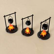 1Set Miniature Dollhouse Chimney And Fire Pit Set - Durable Black Plastic Fire Pit With Realistic Fire And Smoke, Ideal For Dollhouse DIY Accessories, Model House Christmas Decor, And Photography Props, Fire Pit Decor Accessories - Multicolor - View 5