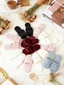 Customized Bride Wedding Slippers, Plush Slippers, Bridesmaid Gift For Bachelorette Party, Decorative Fashion, Hippie, Minimalist, Casual, Cute, Elegant, Exquisite Simplicity, Comfortable Custom, Unique, Personalized Collectible, Ideal Gift ,Forever Love - Multicolor - View 9