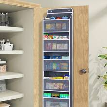 5-Tier Over-The-Door Storage Organizer With Large Pockets - Heavy-Duty Fabric Hanging Cabinet, Space-Saving Closet Organizer For Bedroom, Bathroom - 深灰色 - 查看 12