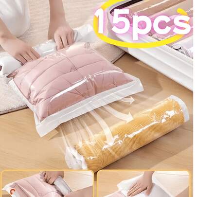 15/3/1 Túi nén chân không du lịch, túi đựng đồ cuộn (không cần bơm hút chân không), túi đựng đồ tiết kiệm không gian, cần thiết để đựng quần áo, đồ lót, đồ dùng phòng ngủ.