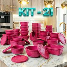 SET OF 21 KITCHEN JARS WITH LIDS - 玫紅色 - 查看 4