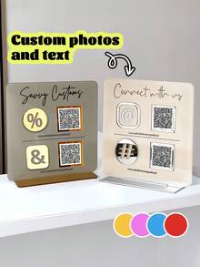 Custom Acrylic QR Code Business Signs, Small Business Marketing Tools, Social Media QR Code Signs, Payment Signs, QR Code Signboards With Bases, Desk Decorations, Table Service Signs - Black - View 12