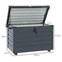 Outsunny Garden Storage Box With Wheels, Lock And Handle, For Balcony And Terrace, 100 X 62 X 65 Cm, Dark Grey - 深灰色 - 查看 3
