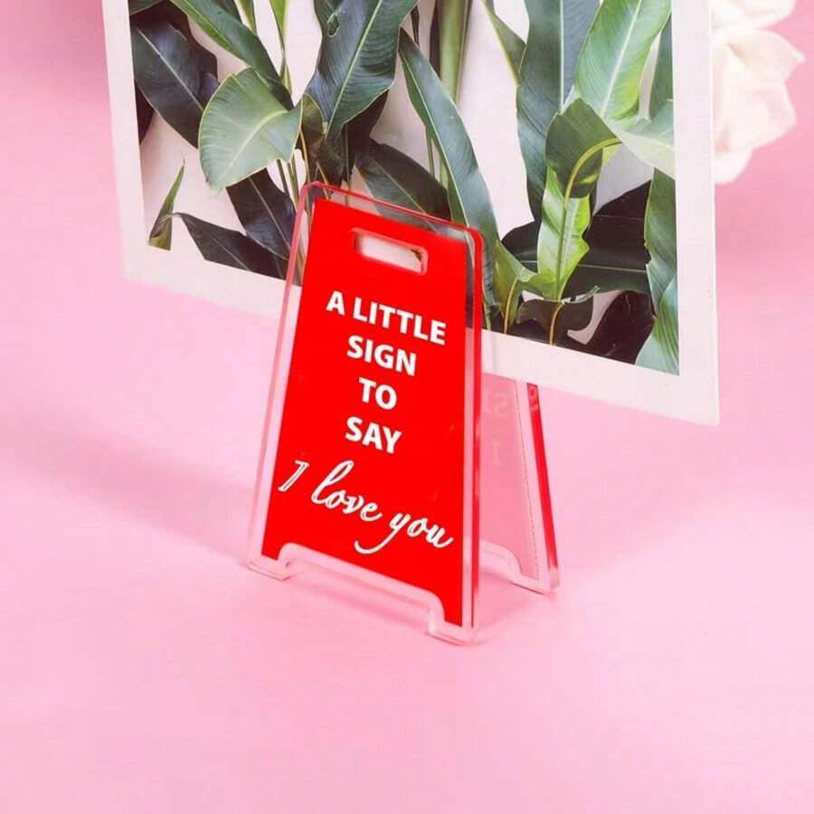 1/3/5-Piece Set Love You Bit By Bit Acrylic Desk Signs Modern Office Decor Accessories Perfect Gifts For Friends Lovers Family Members Cute Tabletop Display Home Decorations Bedroom Living Room
