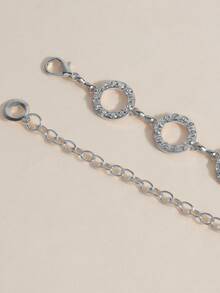 1件时尚圆形水晶腰链金属编织腰带，适合搭配女士夏季连衣裙，百搭时尚 - 銀色 - 查看 4