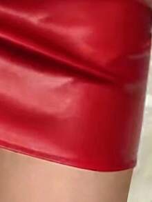 女士秋季时尚百褶迷你裙 - 大紅色 - 查看 4