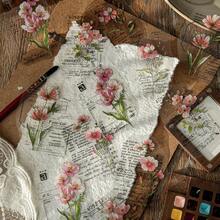 10pcs/Pack Floral Theme Botanical Flower Branch Leaves Scenery Collage Transparent Stickers, Vintage English Phrase Notes, Scrapbooking Supplies, Waterproof Stickers For Planner DIY, Stationery Scrapbook Supplies - Multicolor - View 7