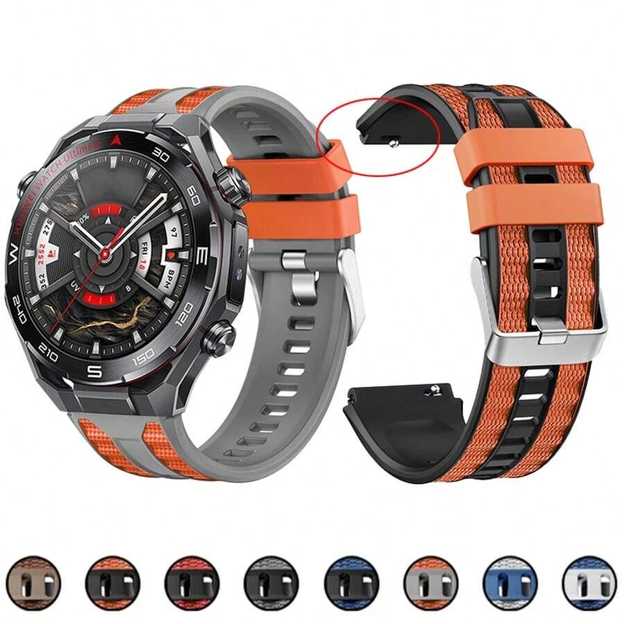 双色硅胶表带,兼容华为 Watch Ultimate 2,透气柔软,22mm 表带,兼容华为 Watch GT6、GT5、GT4,46mm - 22mm - 查看 1