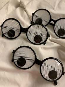 1pc Creative Funny Rotating Eyeball Round Frame Glasses, Selfie Entertainment Activity Prop, Unique Gag Party Glasses