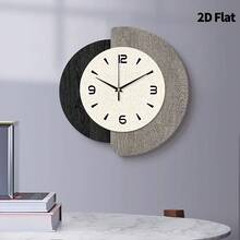 2D平面简约现代风格，撞色纹理圆形表盘挂钟，超静音石英机芯，无滴答声，适用于客厅、音乐室、卧室、厨房、咖啡厅装饰，是馈赠佳品和节日装饰的理想之选。 - 彩色 - 查看 5