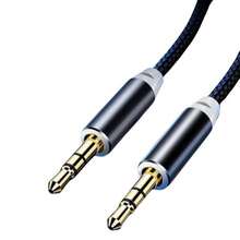Câble auxiliaire tressé en nylon 3,5 mm (1 m/3,3 ft, audio haute fidélité), adaptateur d'entrée auxiliaire audio, convient pour les écouteurs, la voiture, le système stéréo domestique, les haut-parleurs, les téléphones 'iPod et autres câbles mâle à mâle - Noir - Voir 2